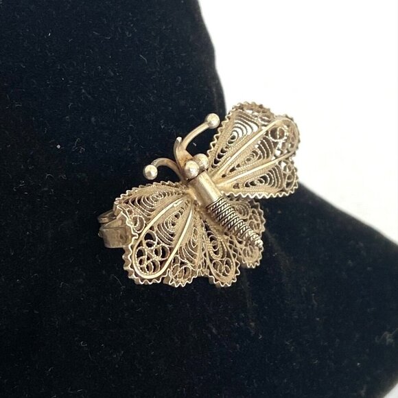 VTG 800 Silver Dainty Spun Silver Butterfly Brooch Pin Insect Brooch - Picture 6 of 14